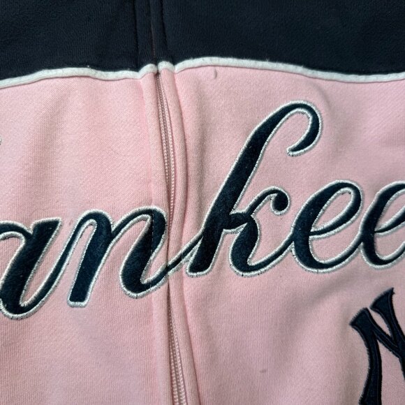 Pink New York Yankees Zip-Up Hoodie  by Stitches Athletic Gear (Size Small) - Picture 4 of 5